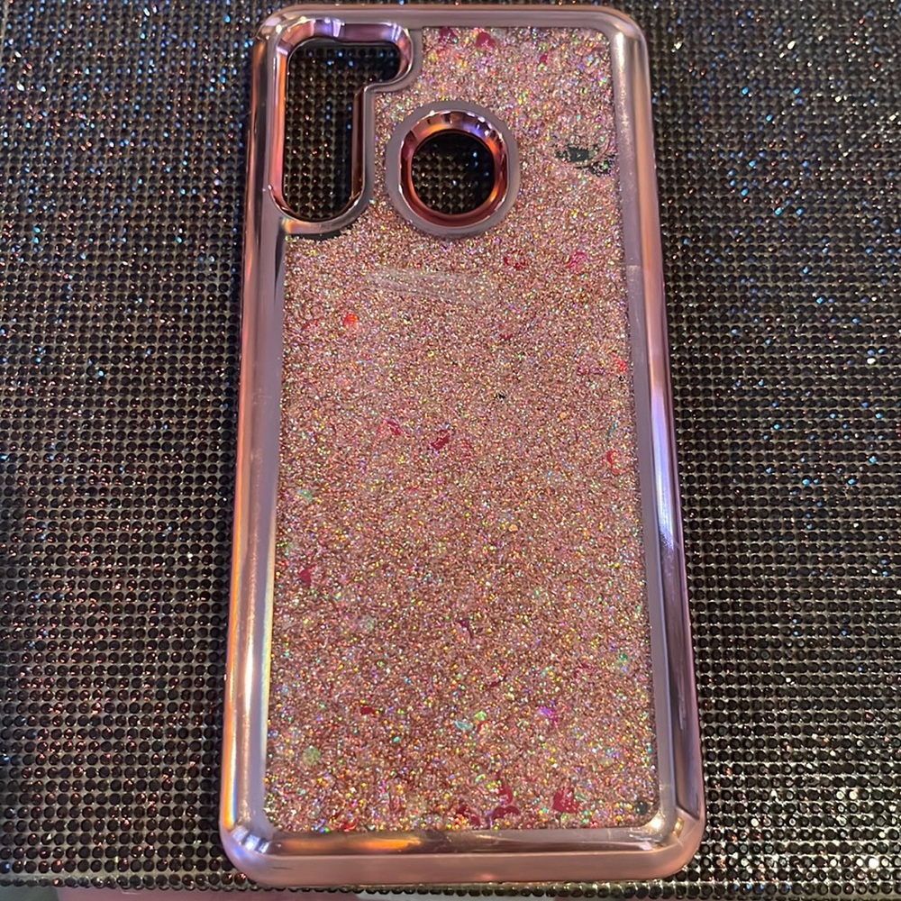 Gradient Glitter Liquid Quicksand for Samsung Galaxy A21 Case,Trendy Pretty Pink